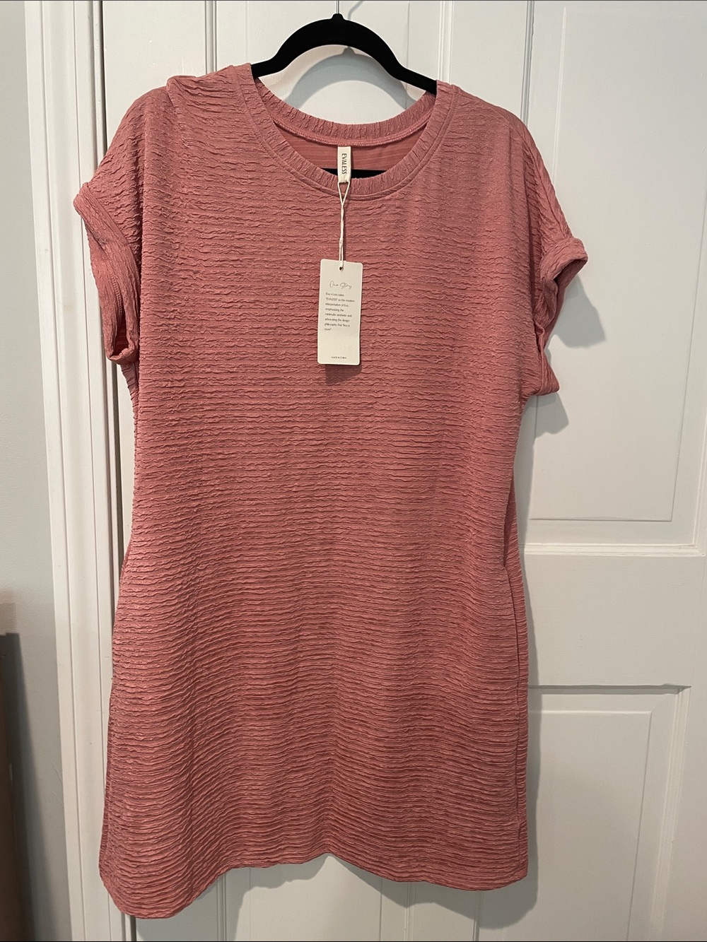 Textured Mini Shift Dress in Dusty Rose